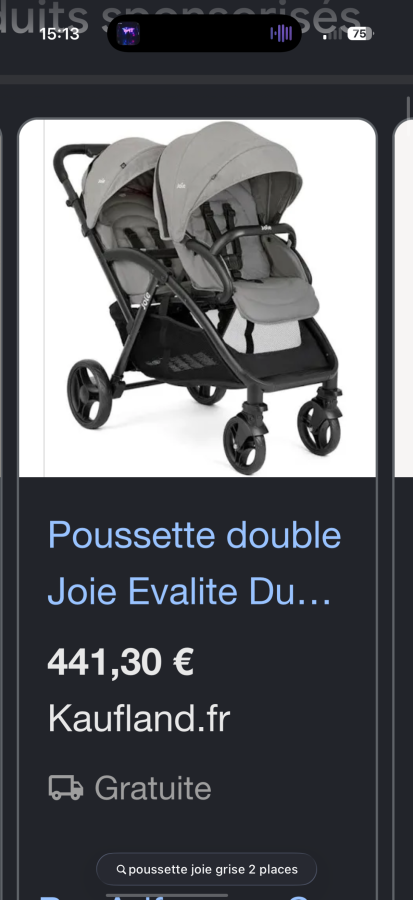 🛒 Poussette double Joie Evalite